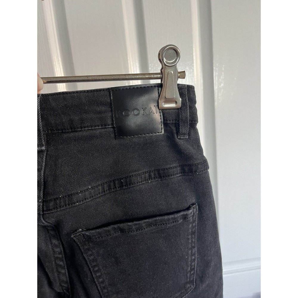 Kookai Freya Jeans Black Wash High Waisted Skinny Distressed Ankle Size 36 - Picture 6 of 8